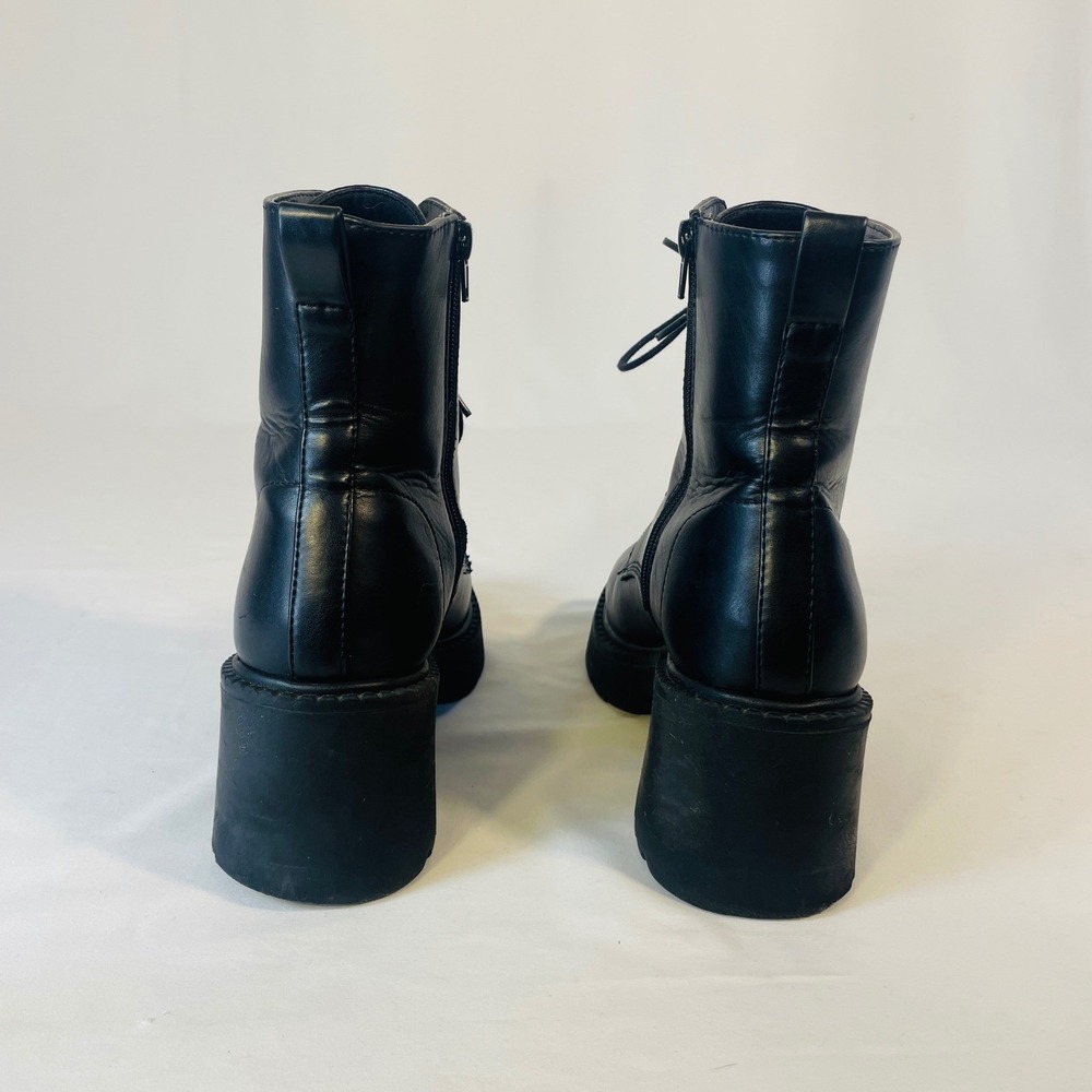 Steve Madden Talentt Combat Boots Women's 10M Black Platform Lace Up Side Zip - Picture 5 of 7